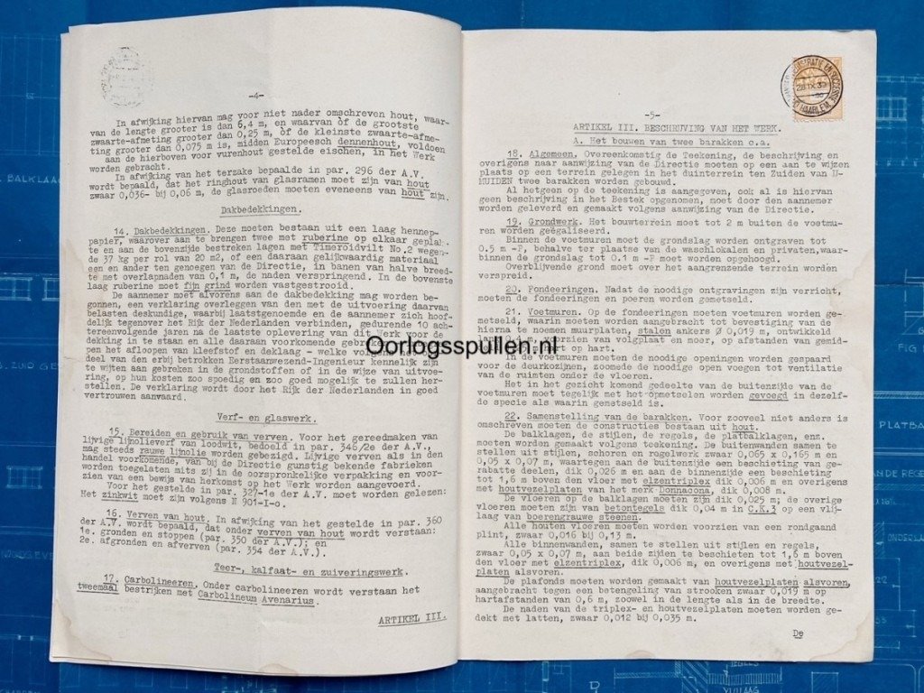 Original Pre 1940 Dutch army building plans for barracks at IJmuiden — image 20