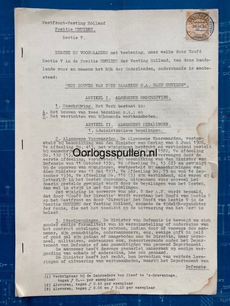 Original Pre 1940 Dutch army building plans for barracks at IJmuiden — image 4