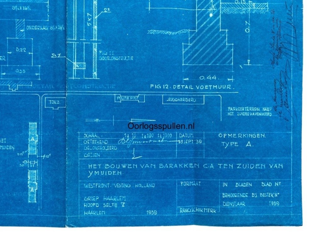 Original Pre 1940 Dutch army building plans for barracks at IJmuiden — image 5