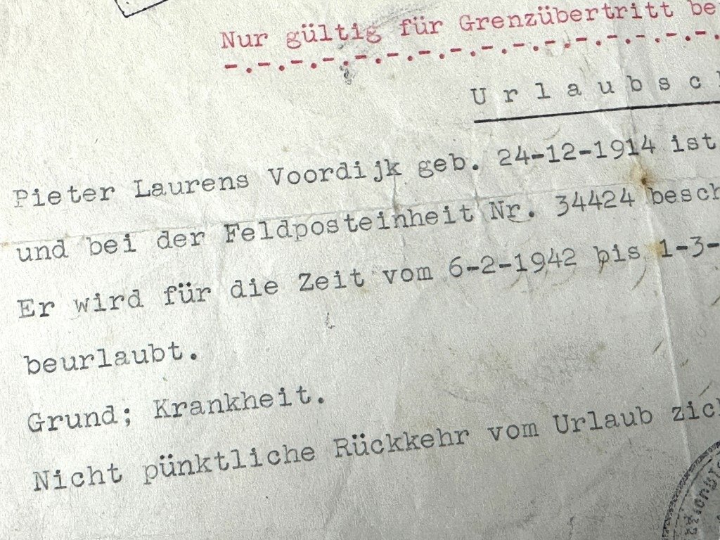 Original WWII Dutch NSKK 'Urlaubschein' — image 3