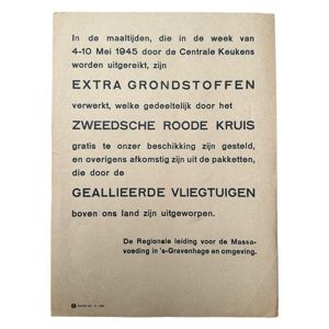 Original WWII Dutch food drops poster Den Haag