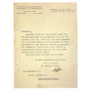 Original WWII Dutch NSB leader Anton Mussert letter