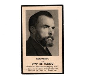 Original WWII Flemish VNV leader death card Staf de Clercq