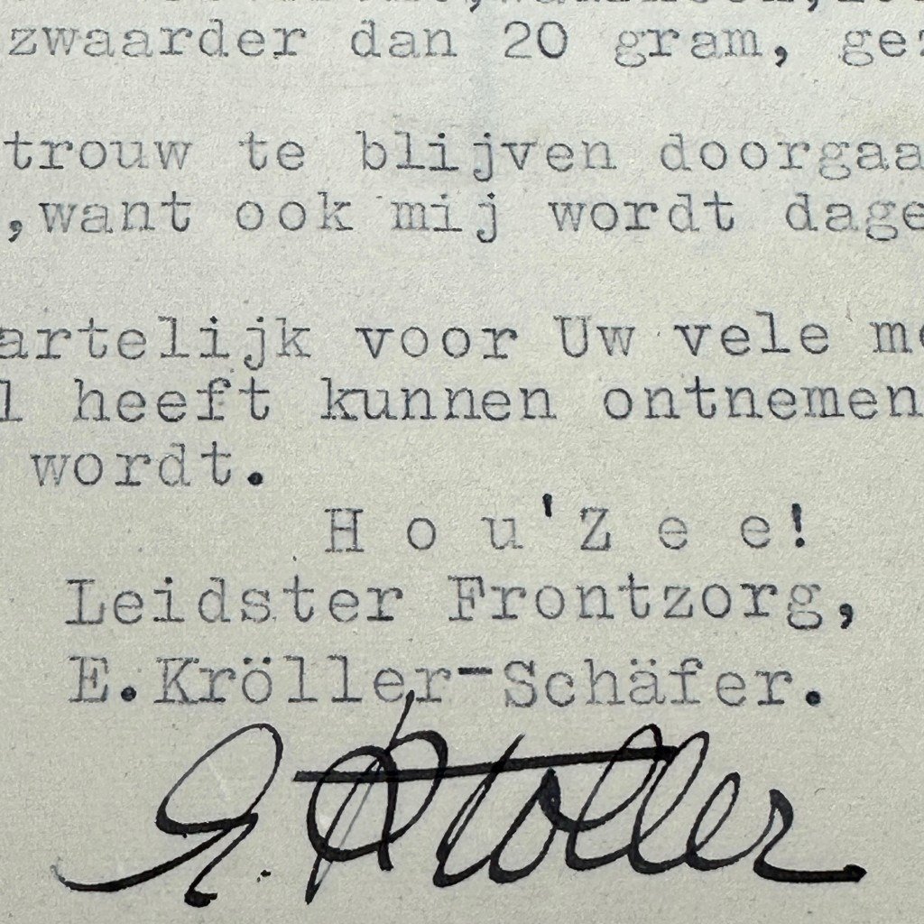 Original WWII Dutch Frontzorg document E.Kröller-Schäfer regarding sending lecture to the Westfront — image 2