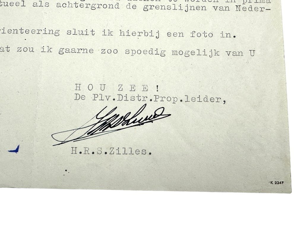 Original WWII Dutch NSB document from H.R.S. Zillles to Max Blokzijl — image 5