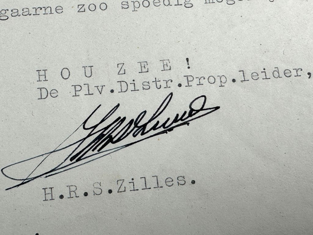 Original WWII Dutch NSB document from H.R.S. Zillles to Max Blokzijl — image 6