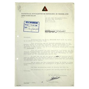 Original WWII Dutch NSB document from H.R.S. Zillles to Max …
