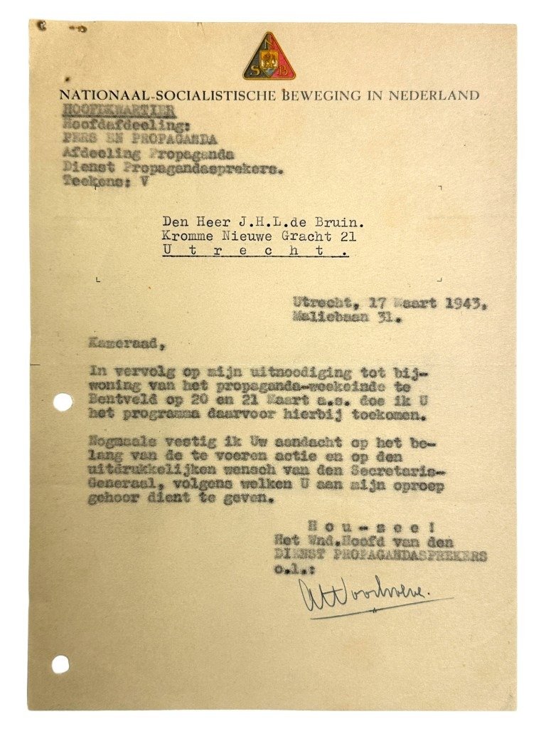 Original WWII Dutch NSB documents set regarding a NSB/NAF event in Bentveld — image 6