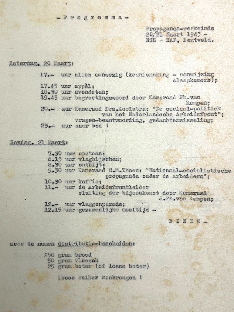 Original WWII Dutch NSB documents set regarding a NSB/NAF event in Bentveld — image 8