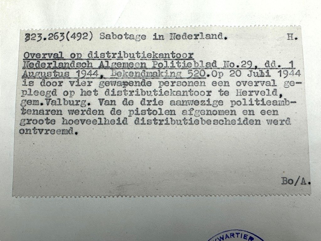 Original WWII Dutch NSB document regarding a resistance action in Herveld (Gelderland) — image 2