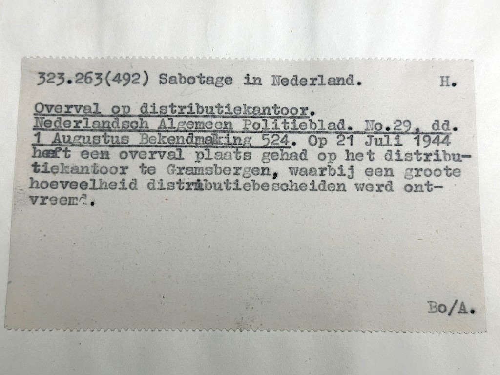 Original WWII Dutch NSB document regarding a resistance action in Gramsbergen (Overijssel) — image 2