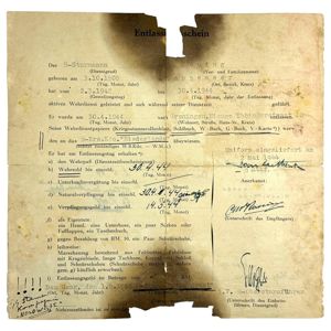 Original WWII Dutch Waffen-SS volunteer Entlassungsschein (Groningen/Sappemeer)
