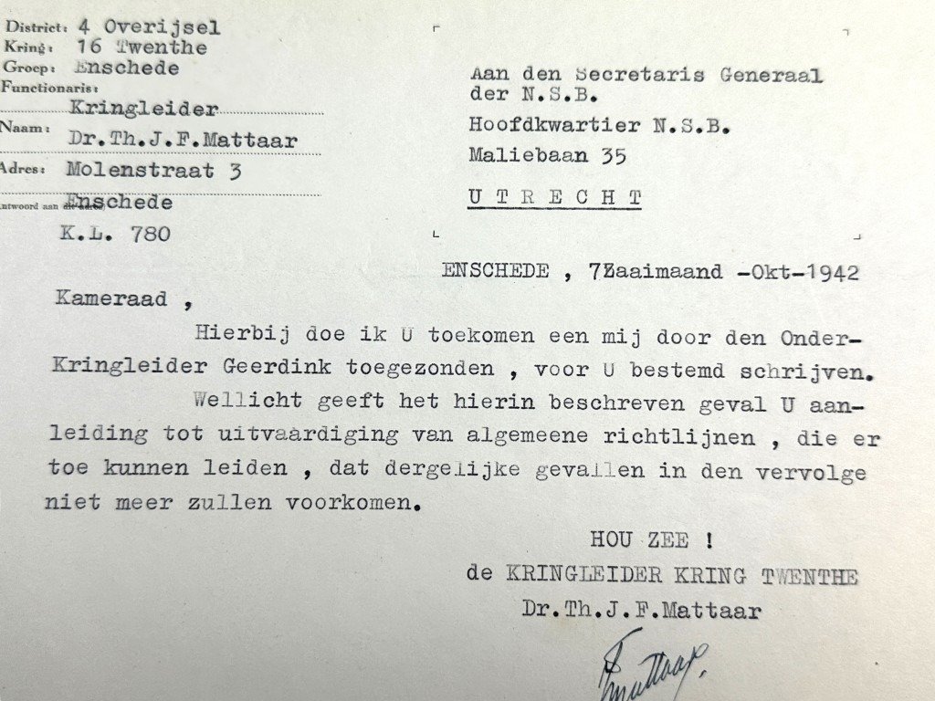 Original WWII Dutch NSB two documents from the Kringleider of Twente — image 10