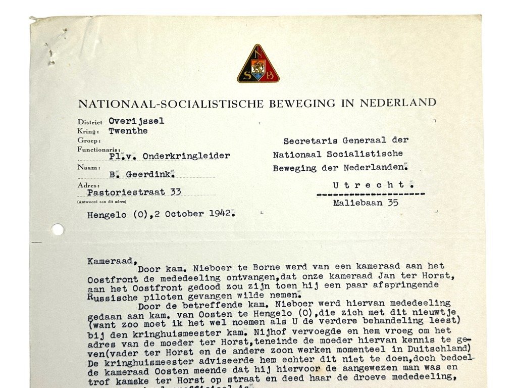 Original WWII Dutch NSB two documents from the Kringleider of Twente — image 7