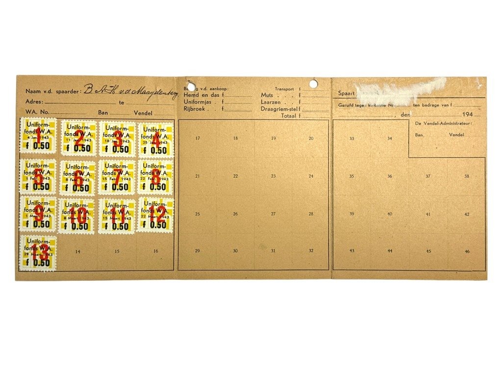 Original WWII Dutch NSB WA 'Spaarkaart Uniformfonds' — image 4