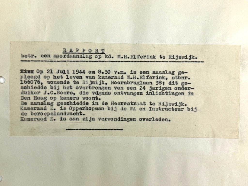 Original WWII Dutch NSB document regarding a resistance action in Hagestein (Utrecht) — image 2