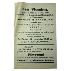 Original WWII Flemish NSVAP flyer