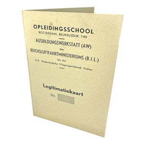 Original WWII Dutch ID card for aircraft factory Fokker