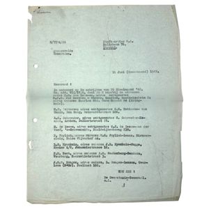 Original WWII Dutch NSB WA document regarding KIA Dutch volunteers
