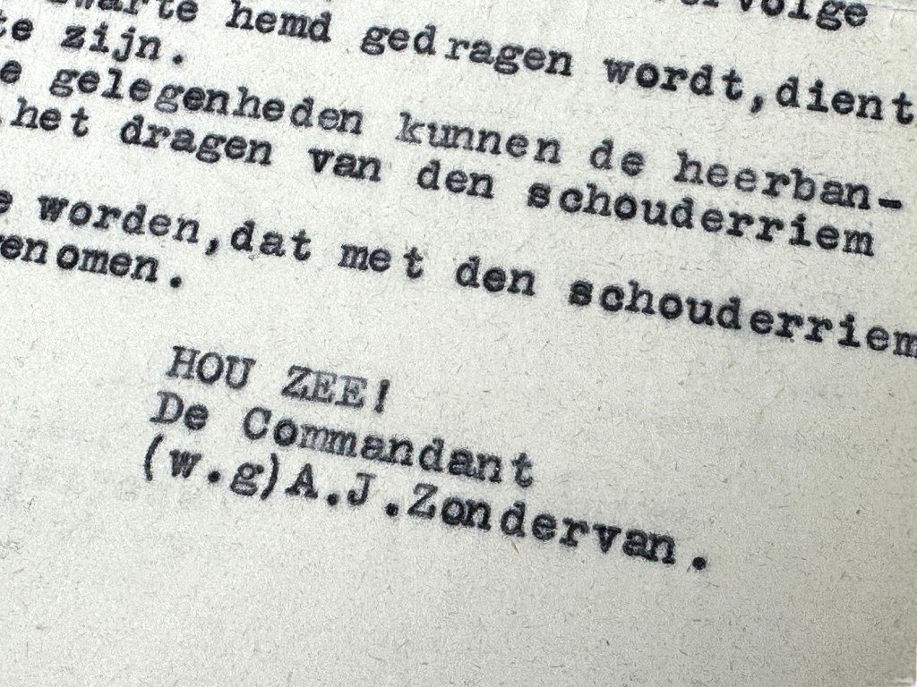 Original WWII Dutch NSB W.A. letter from Zondervan about wearing the NSB shoulder strap — image 6