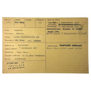 Original WWII Dutch NSB State of Service card