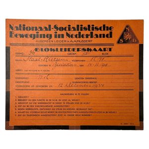 Original WWII Dutch NSB block leader card