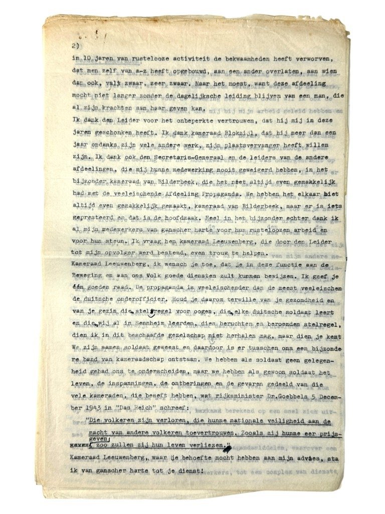 Original WWII Dutch NSB speech of Ernst Voerhoeve – Berg en Dal near Nijmegen — image 8