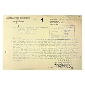 Original WWII Dutch Frontzorg document E.Kröller-Schäfer regarding the family's of …