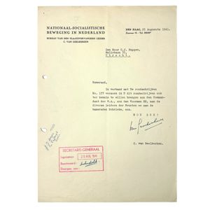 Original WWII Dutch NSB hand signed letter from Cornelis van …