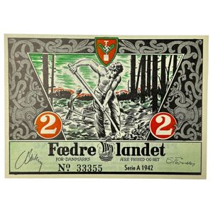 Original WWII Danish DNSAP propaganda note of 2 Kroners