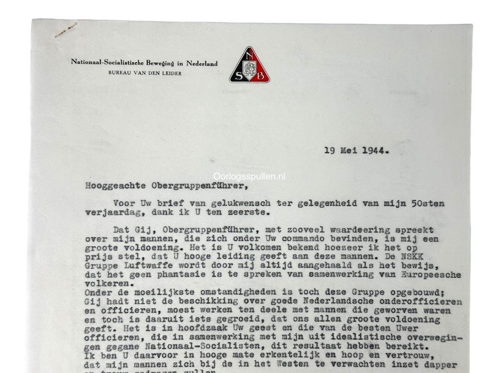 Original WWII Dutch NSB letters from Anton Mussert to SS-Obergruppenführer Von Bayer-Ehrenberg — image 7