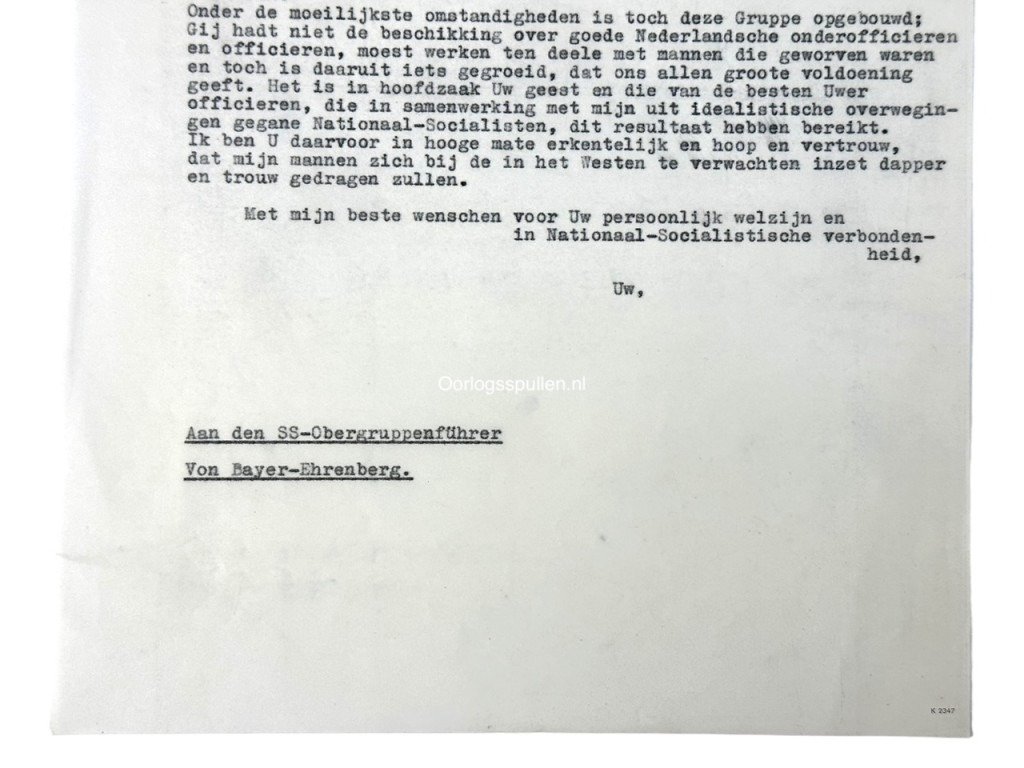 Original WWII Dutch NSB letters from Anton Mussert to SS-Obergruppenführer Von Bayer-Ehrenberg — image 9