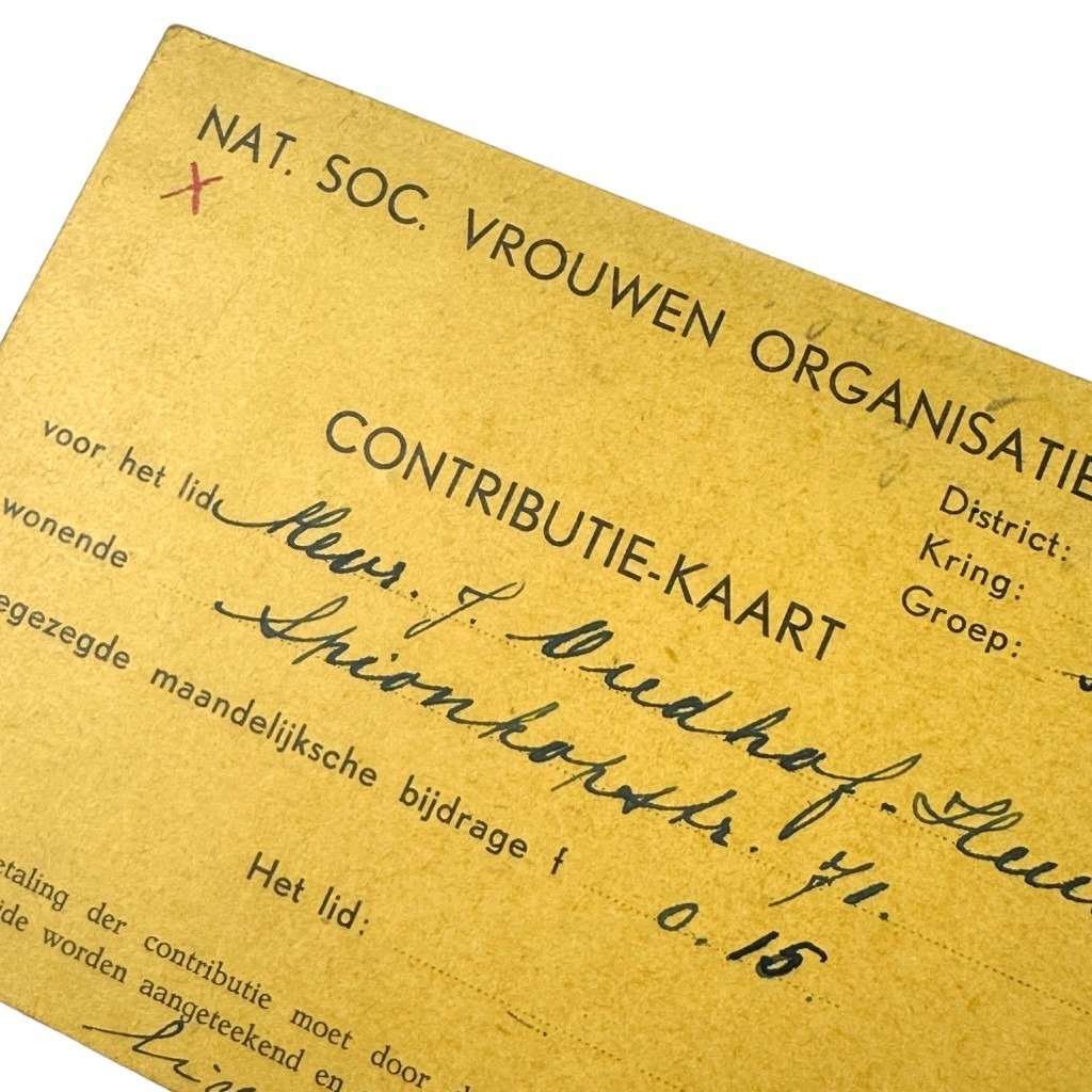 Original WWII Dutch NSVO contribution card of a woman from Haarlem — image 3