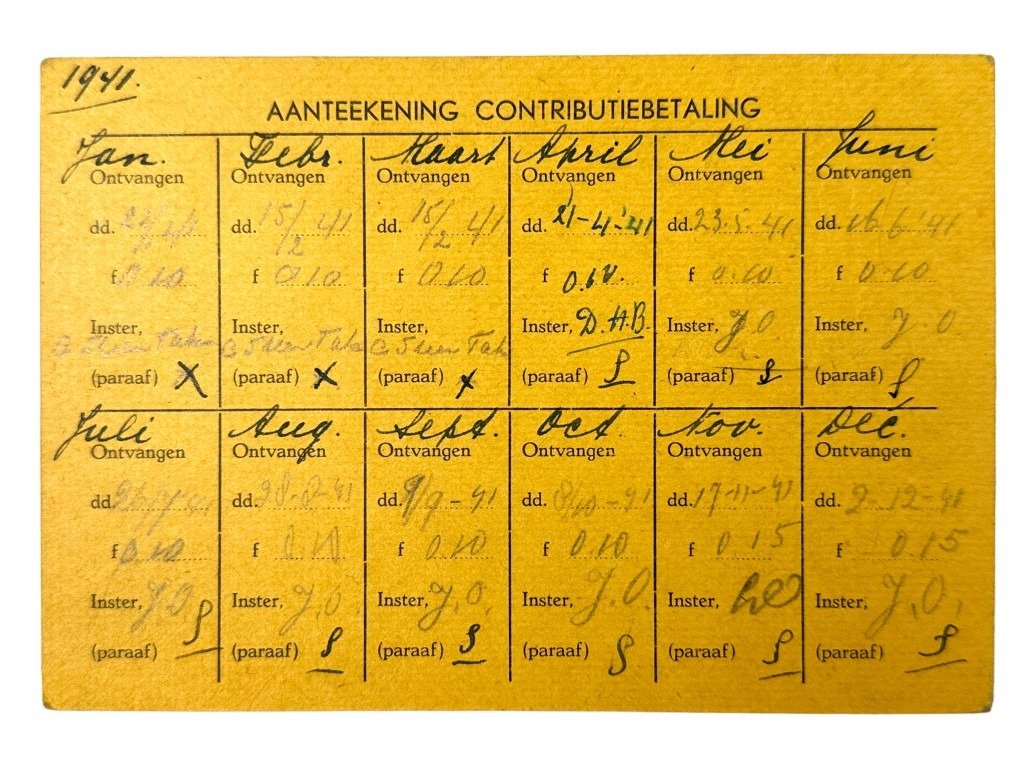 Original WWII Dutch NSVO contribution card of a woman from Haarlem — image 4