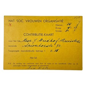 Original WWII Dutch NSVO contribution card of a woman from …