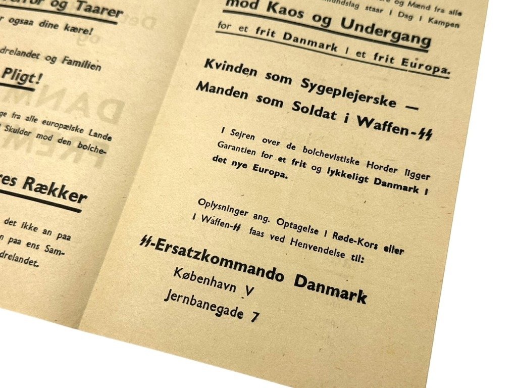 Original WWII Danish Waffen-SS 'Frikorps Danmark' recruitment leaflet — image 3