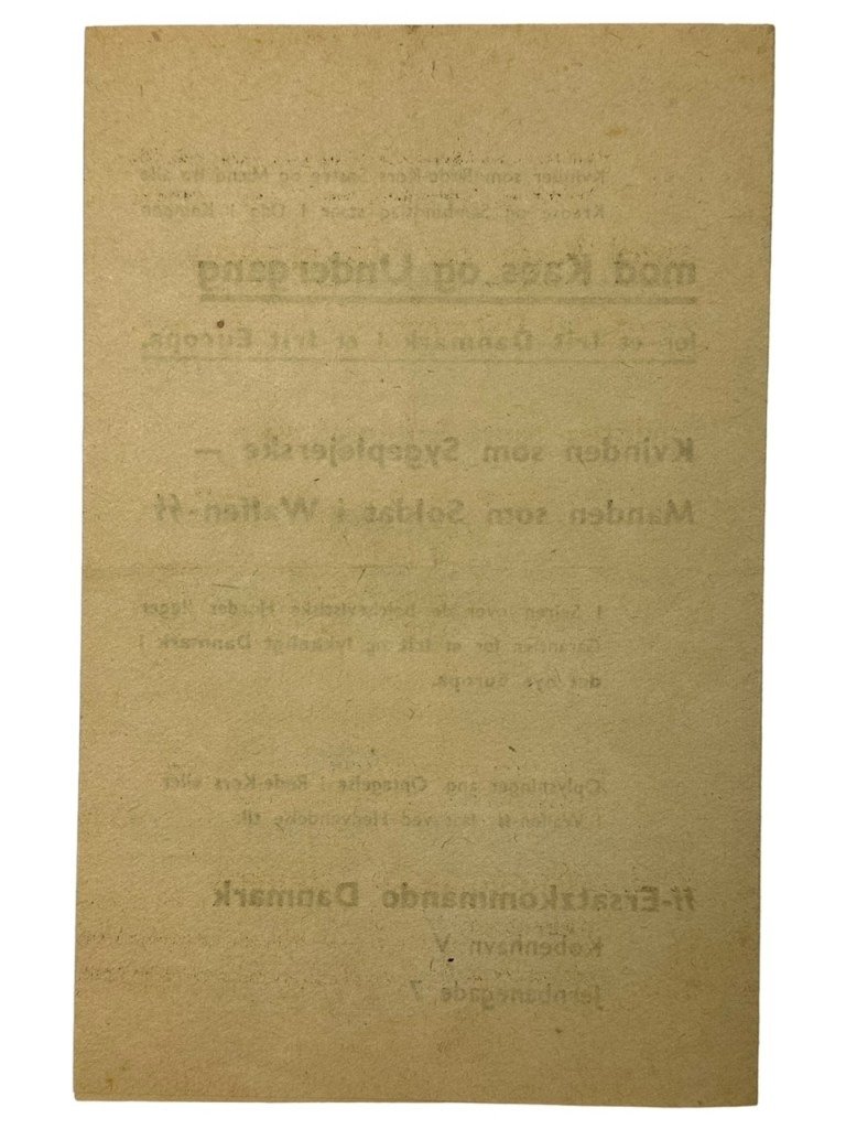 Original WWII Danish Waffen-SS 'Frikorps Danmark' recruitment leaflet — image 4