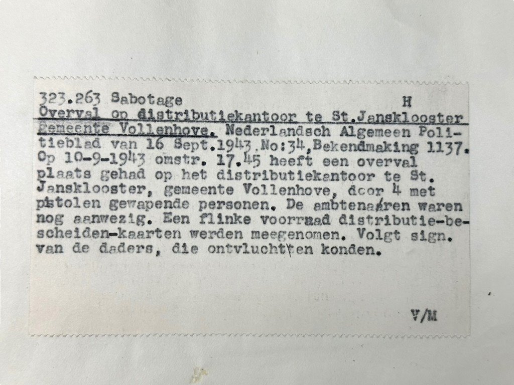 Original WWII Dutch NSB document regarding a resistance action in Sint Jansklooster (Overijssel) — image 2