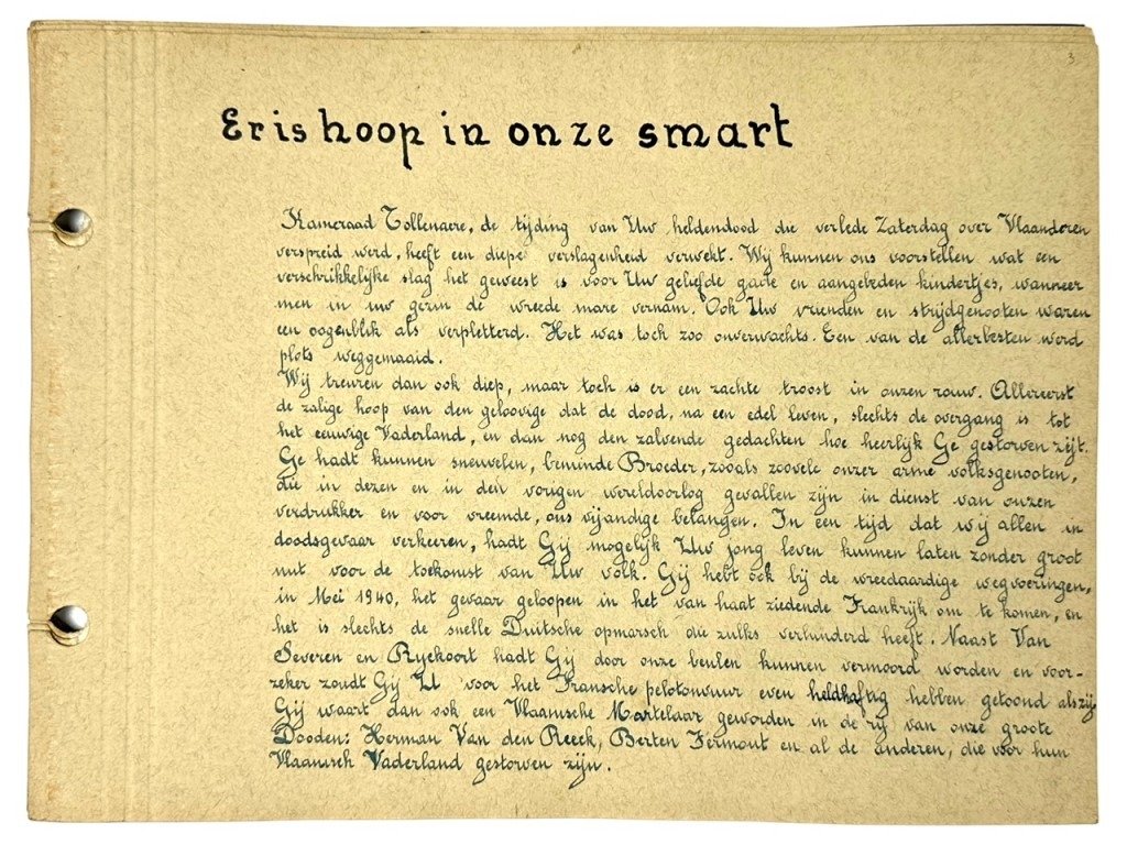 Original WWII Flemish DMS collaboration self-made album regarding the death of Reimond Tollenaere — image 9