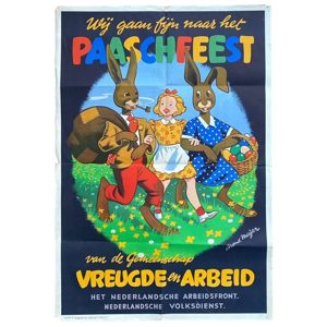 Original WWII Dutch 'Nederlandsche Arbeidsfront' collaboration poster – Paasfeest