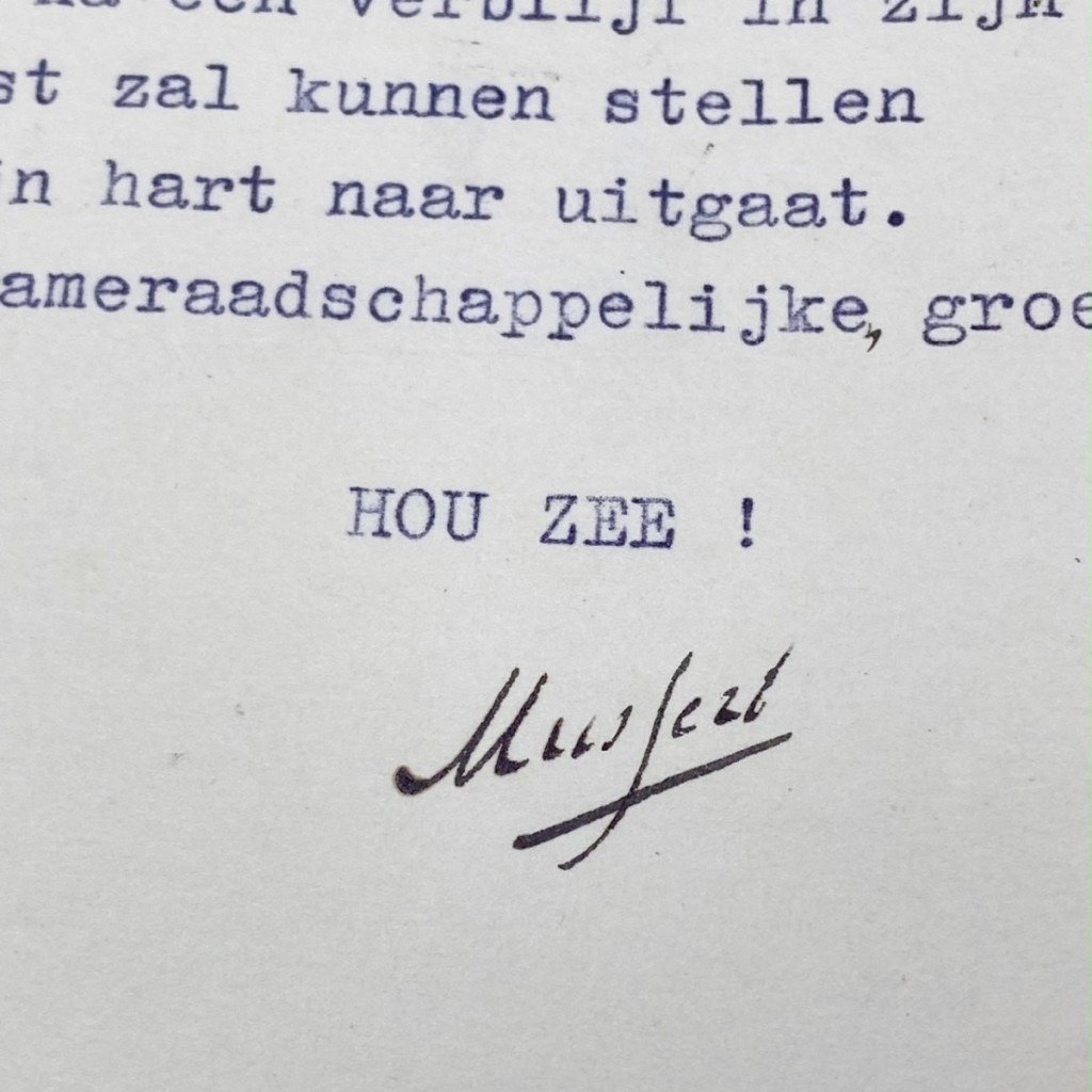 Original WWII Dutch NSB Anton Mussert letter send to the father of a Dutch SS volunteer in Delft — image 4