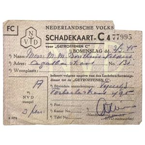 Original WWII Nederlandsche Volksdienst damage ID card of a member …