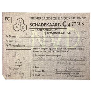 Original WWII Nederlandsche Volksdienst damage ID card of a member …