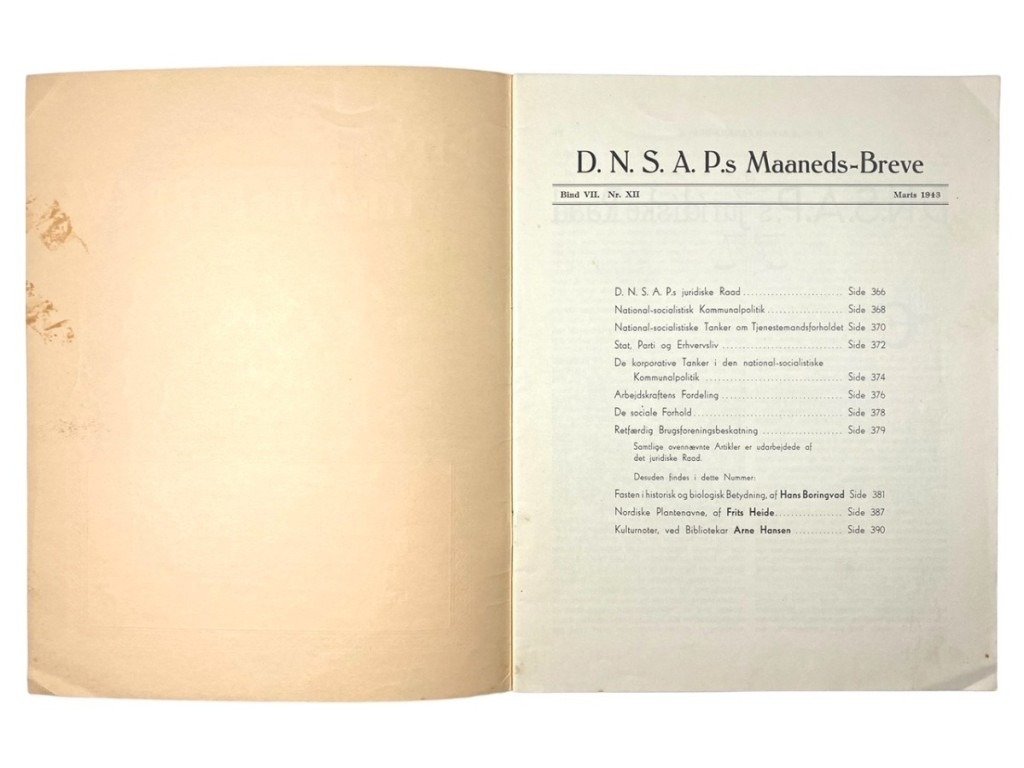 Original WWII Danish DNSAP Maaneds-Breve magazine – Nr. 12 – March 1943 — image 3
