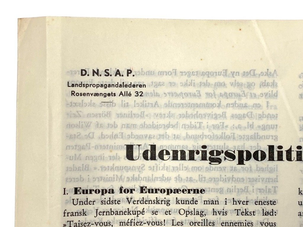 Original WWII Danish DNSAP confidential document — image 3