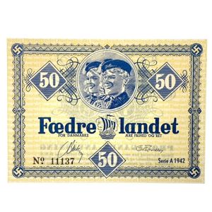 Original WWII Danish DNSAP propaganda note of 50 Kroners
