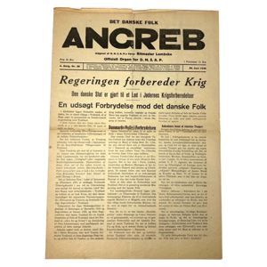 Original early 1930s Danish D.N.S.A.P. newspaper 'Det Danske Folk ANGREB'