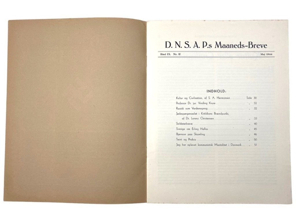 Original WWII Danish DNSAP Maaneds-Breve magazine — image 3