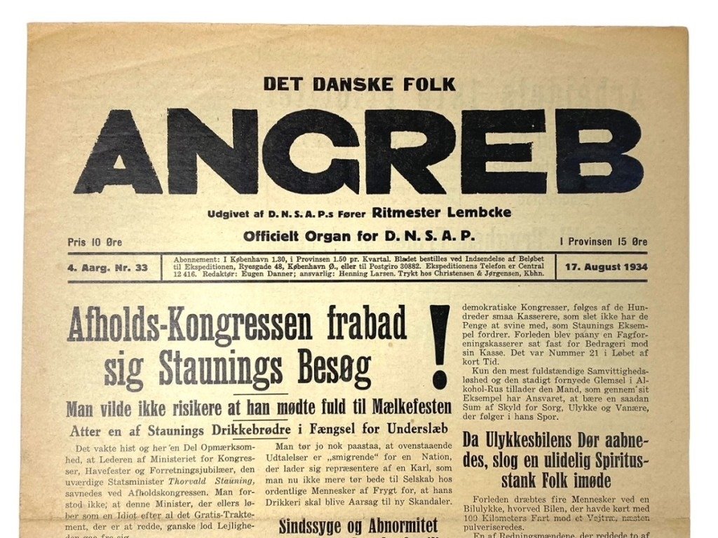Original early 1930s Danish D.N.S.A.P. newspaper 'Det Danske Folk ANGREB' — image 2
