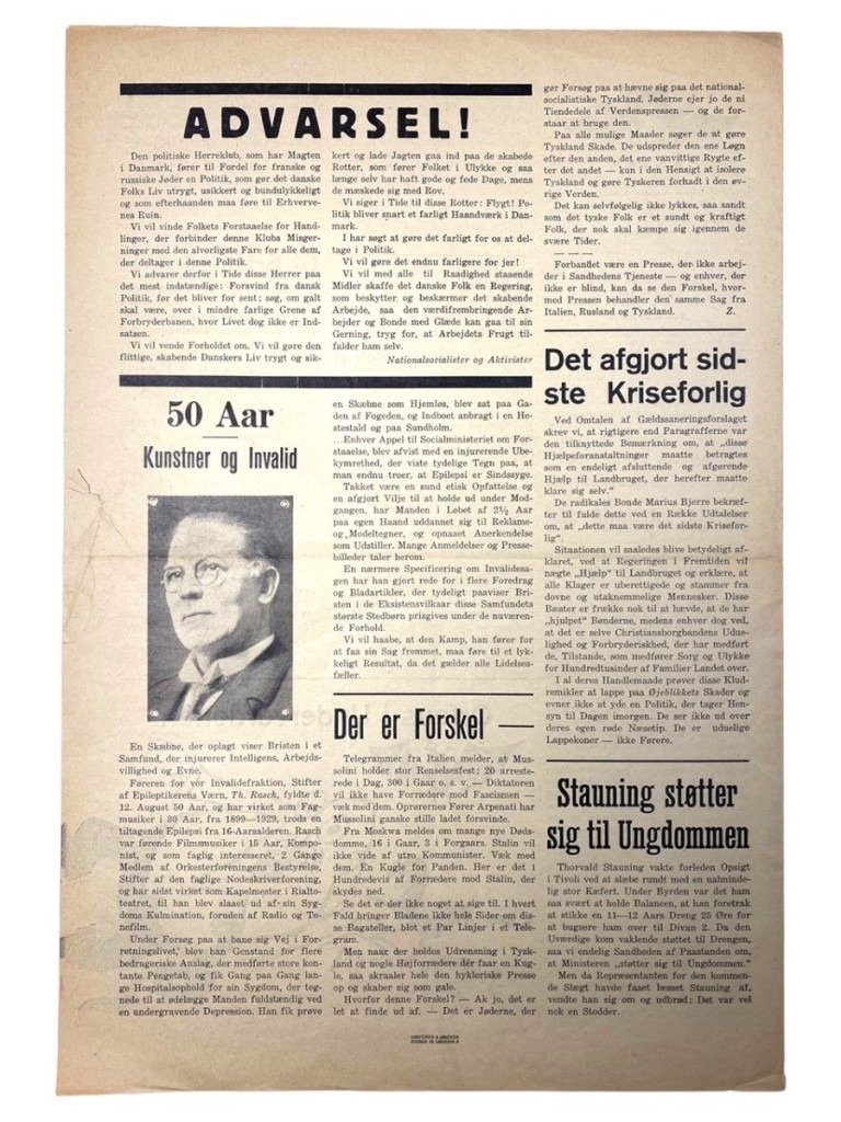 Original early 1930s Danish D.N.S.A.P. newspaper 'Det Danske Folk ANGREB' — image 6